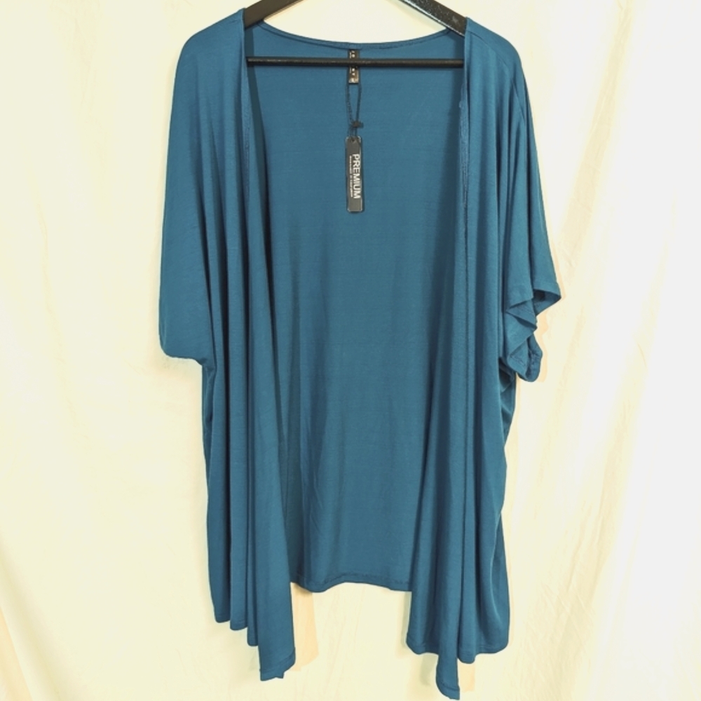 Short Sleeve Teal Dolman Cardigan